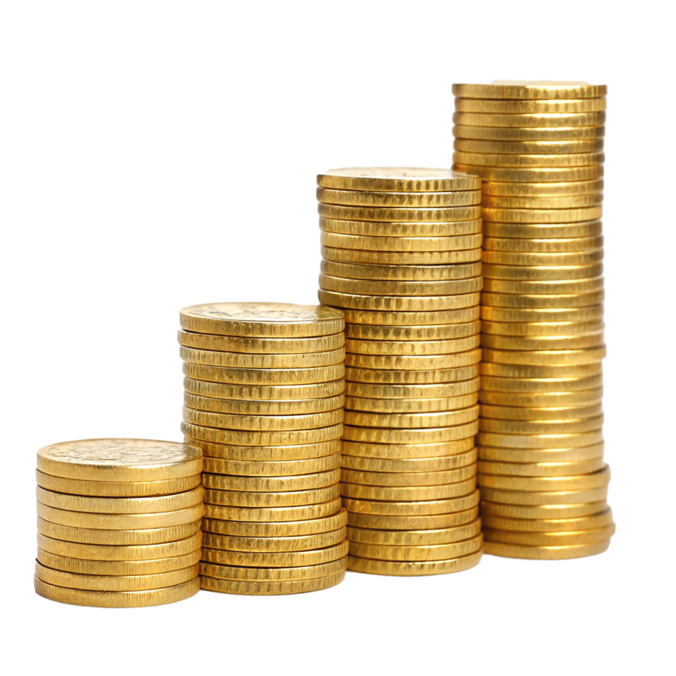 Isolated golden stacks of coin png