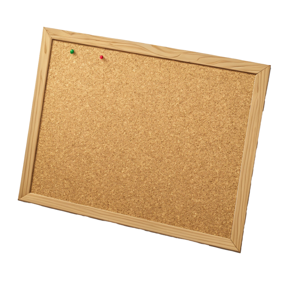 Empty space on cork board isolated on transparent background png