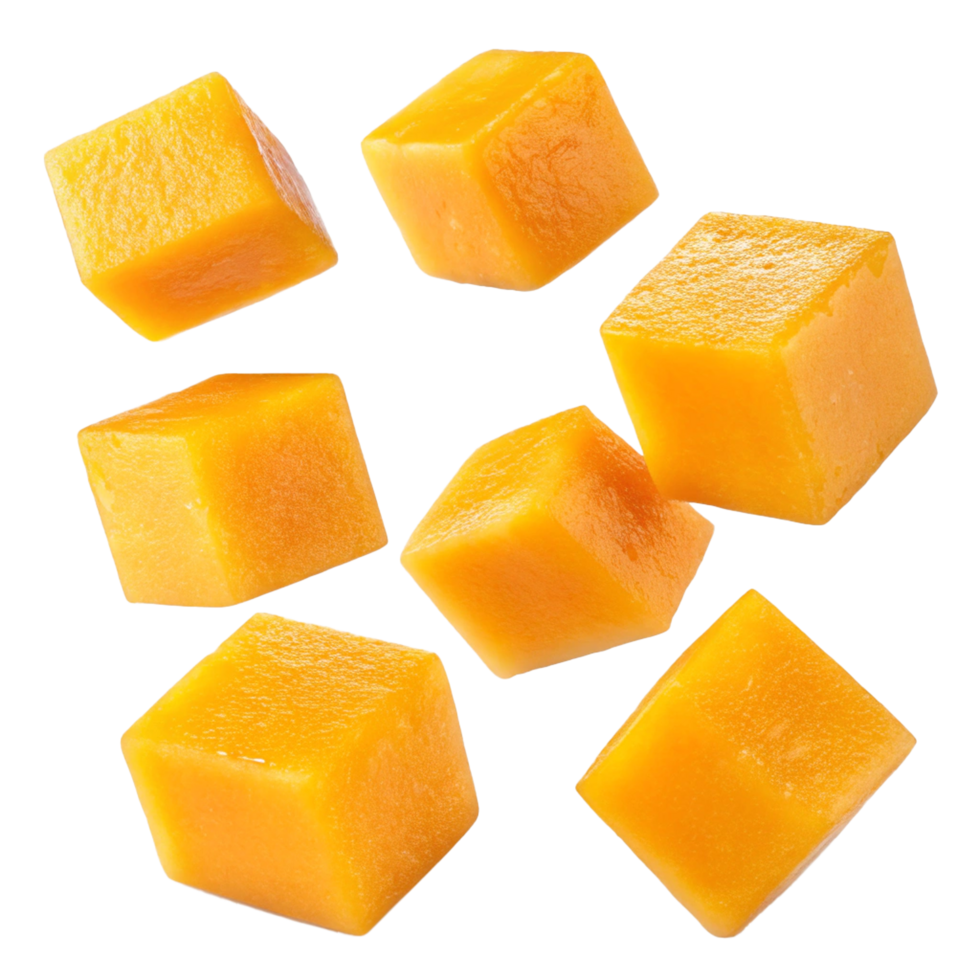Floating mango cubes on transparent background png