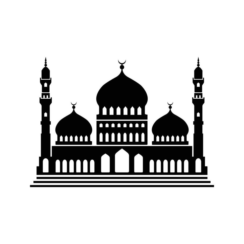 Eid mosque silhouette icon vector