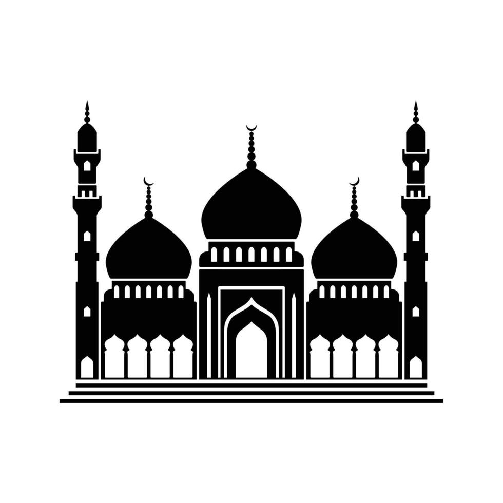 Eid mosque silhouette icon sticker vector