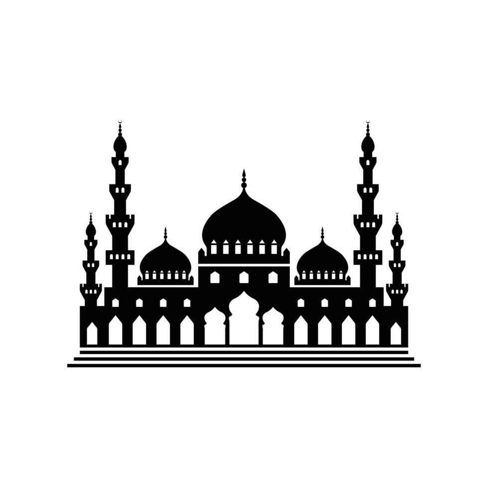 Eid mosque icon silhouette sticker vector