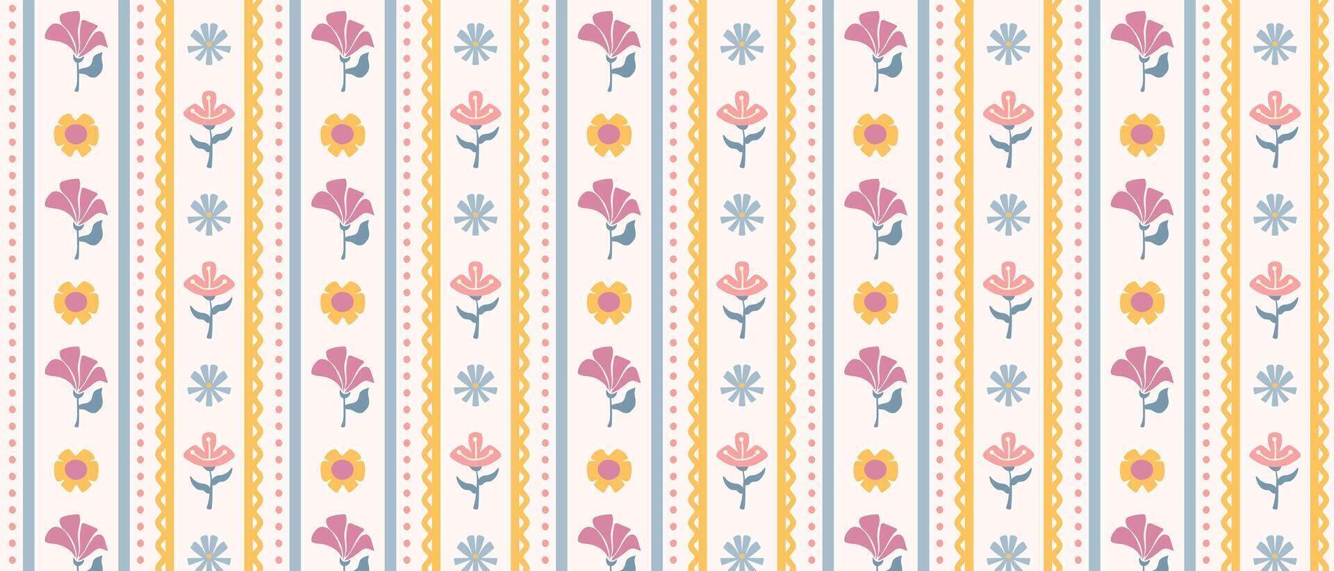 Floral retro - background, hand drawn flowers. Vintage wallpaper design. vector
