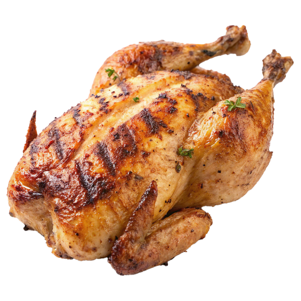 Realistic grilled chicken isolated on transparent background png