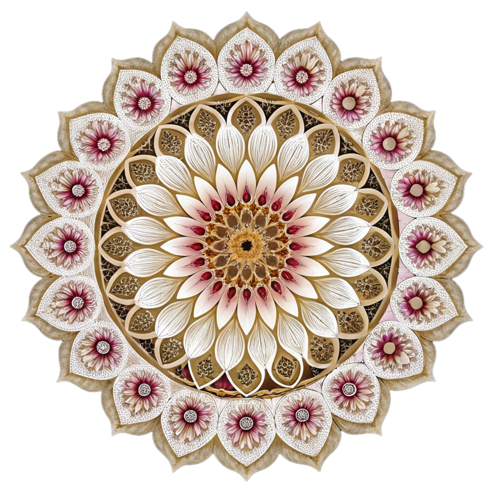 Mandala fractal design element on transparent background png