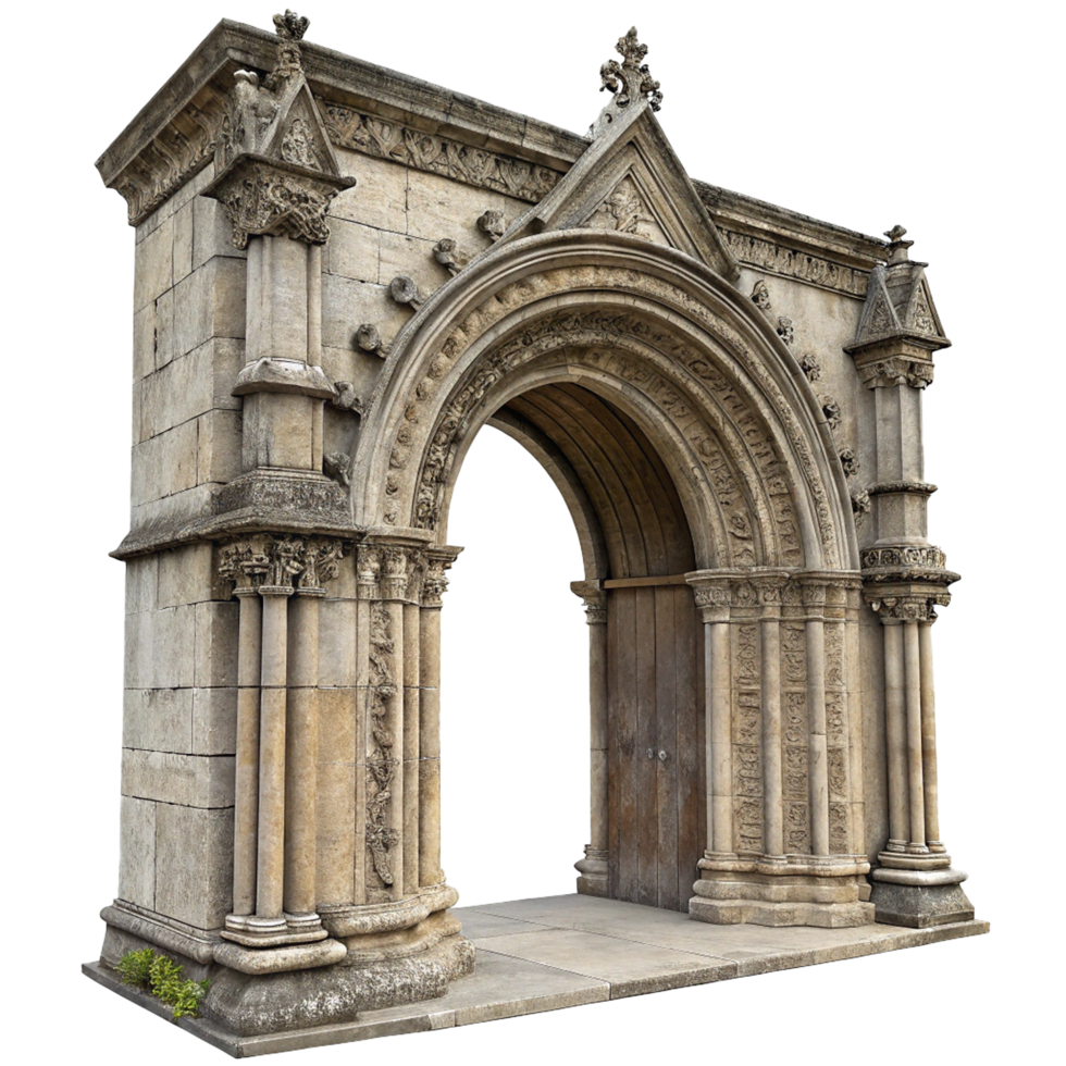 Realistic gothic archway a stone entrance to another png