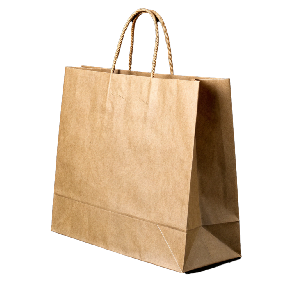 Craft paper shopping bag on transparent background png