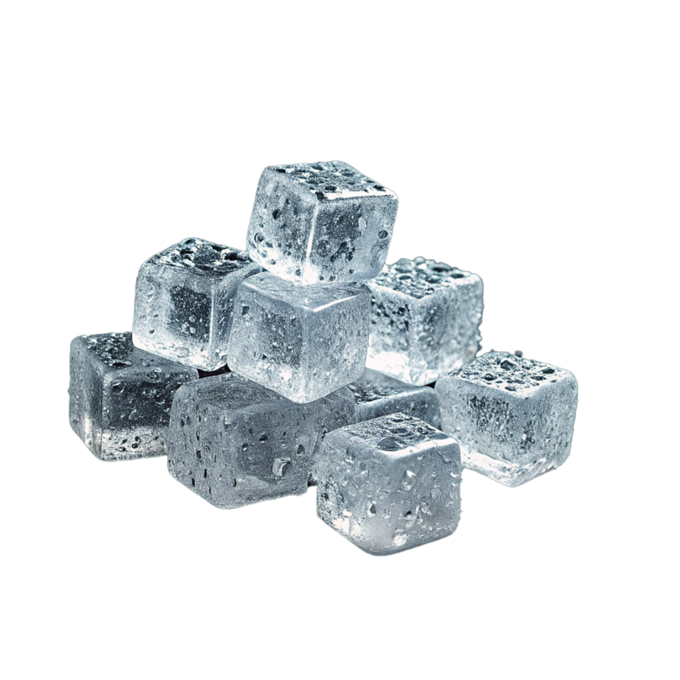 Pile of sparkling ice cubes on transparent background png