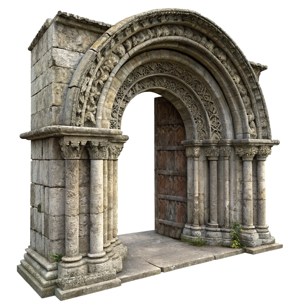 Realistic gothic archway a stone entrance to another isolated png