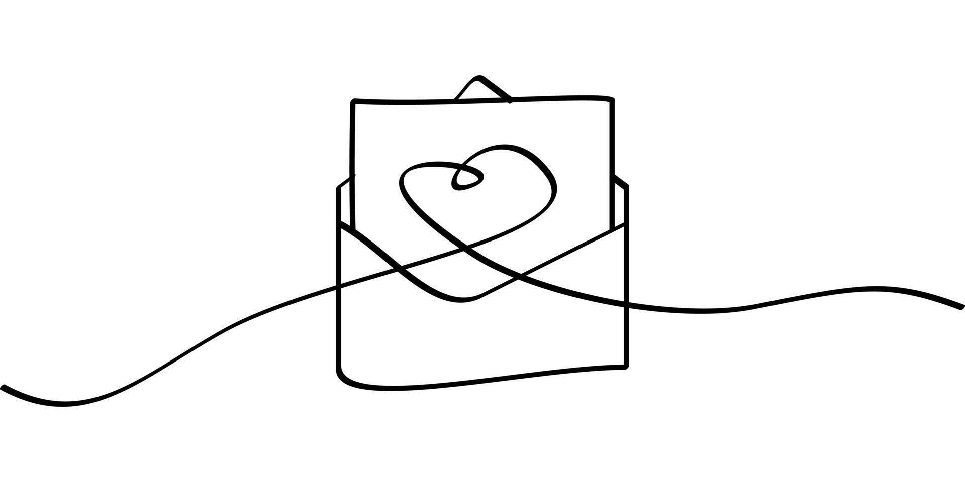 continuous line drawing symbol of love message. abstract line art illustration vector