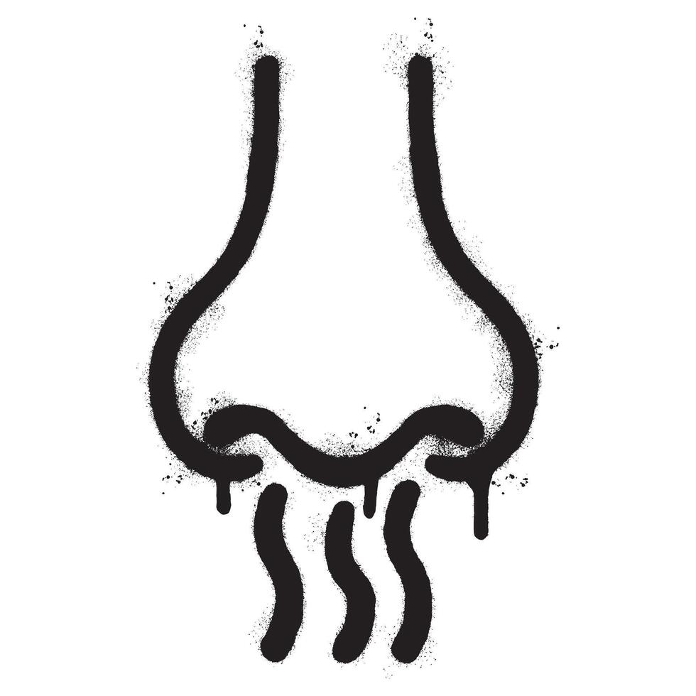 Spray Painted Graffiti nose icon isolated on white background. Spray graffiti dark splash. vector