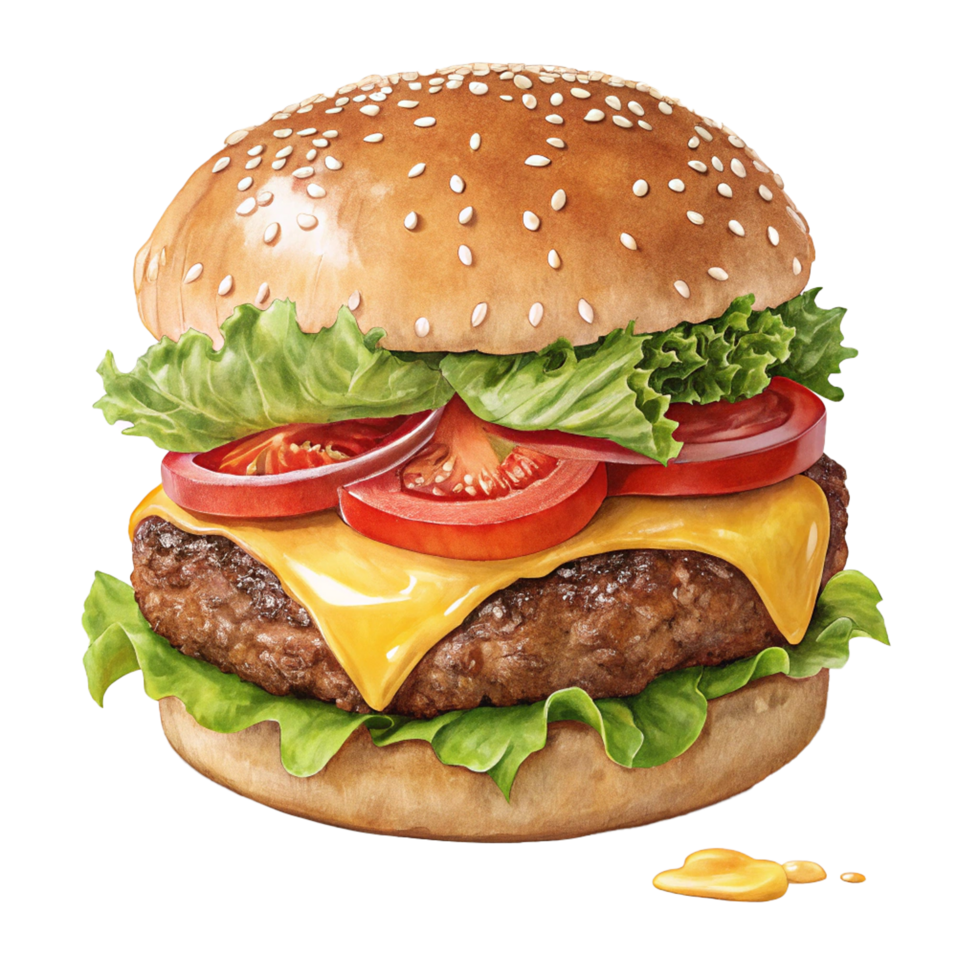 Realistic hamburger on transparent background png