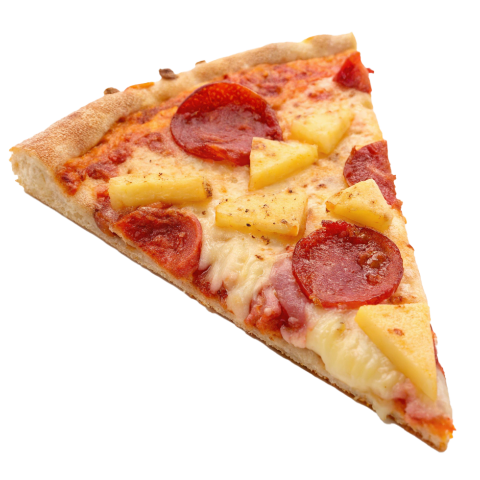 Hawaiian pizza slice isolated o transparent background png