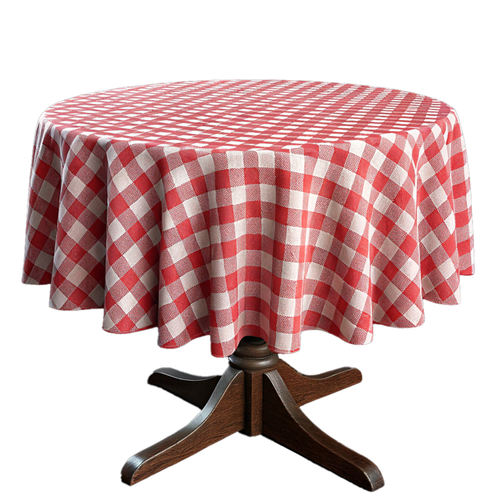 Red and white checkered table png