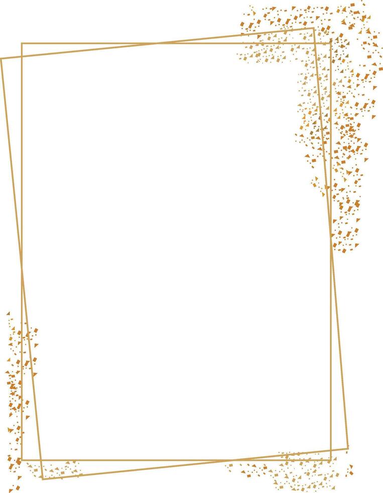 Golden Geometric Frame with Glitter Border. vector