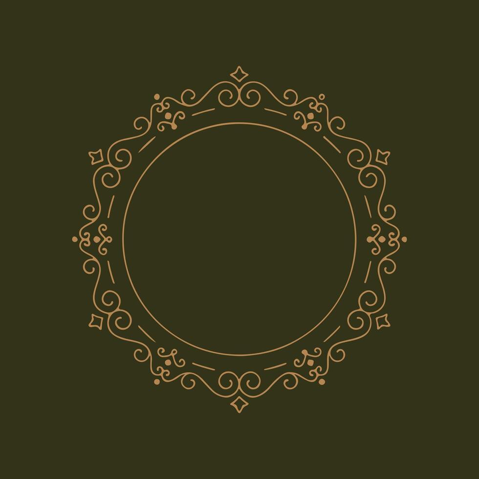 Elegant Ornamental Frame with Floral Swirls on Dark Background. vector