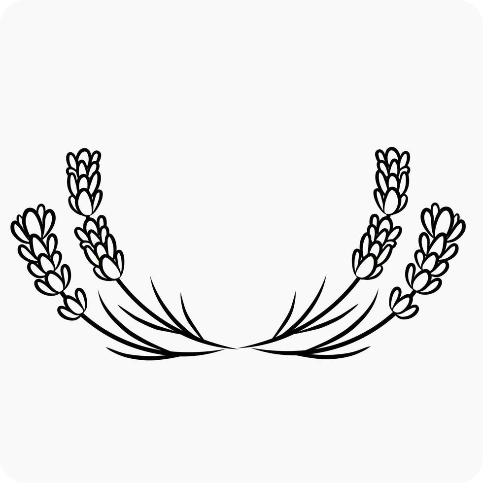 Lavender flower wreath black outline illustration vector