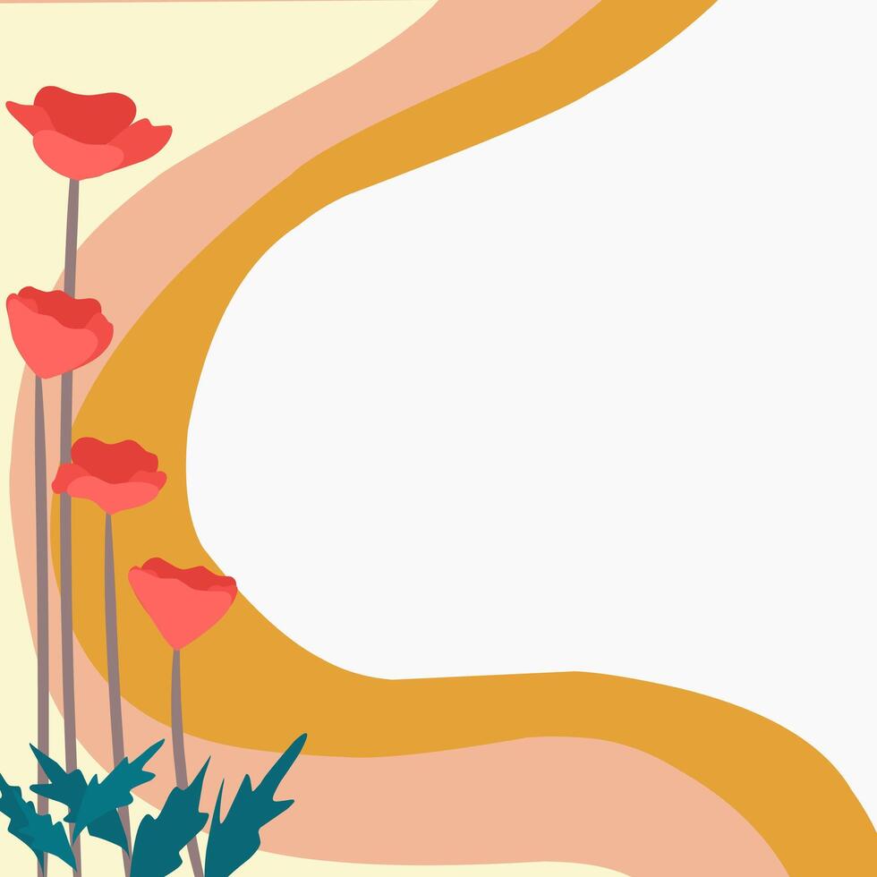 Poppy flower plant border graphic illustration vector