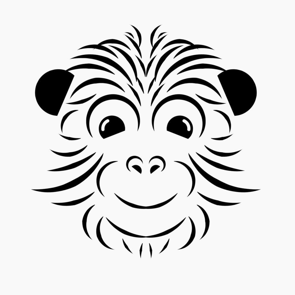 Monkey face outline silhouette drawing illustration vector
