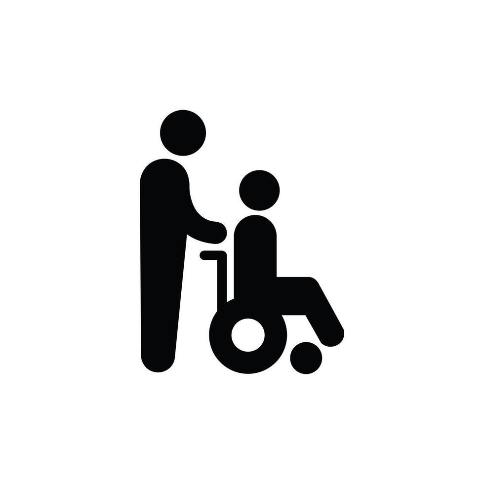 pictogram of caregiver helping a disabled person vector