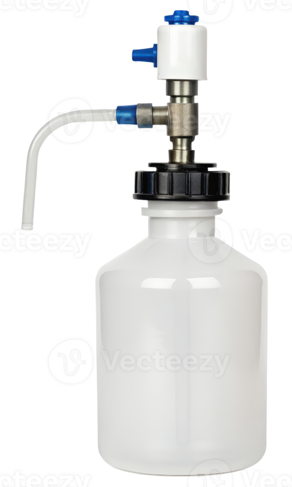 Plastic container with a pump for liquid dispensing on a transparent background png