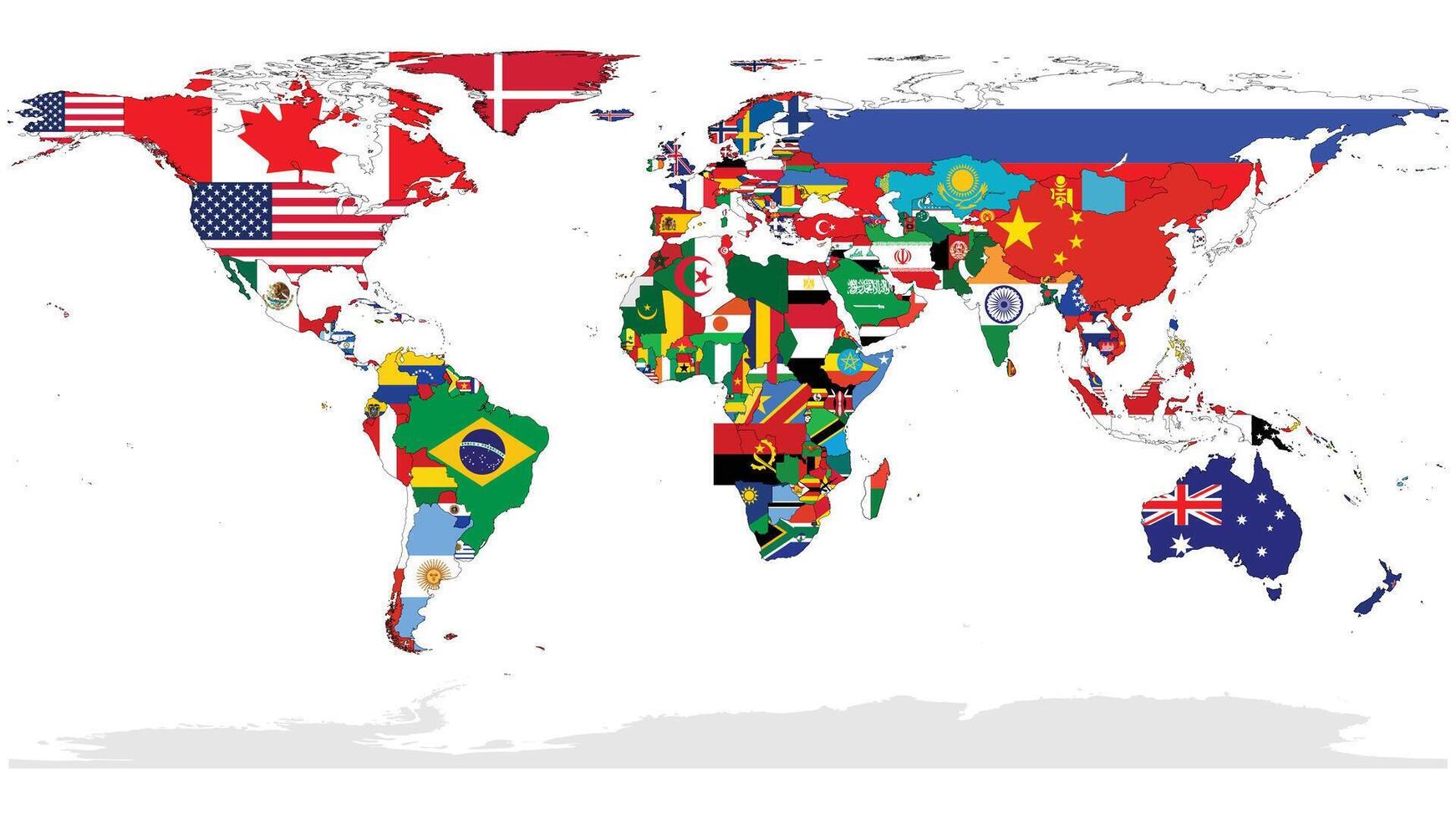 Map of the World with Flags High Quality Flag Clipart, Flag Icon, Illustration, Premium Quality Digital Download vector