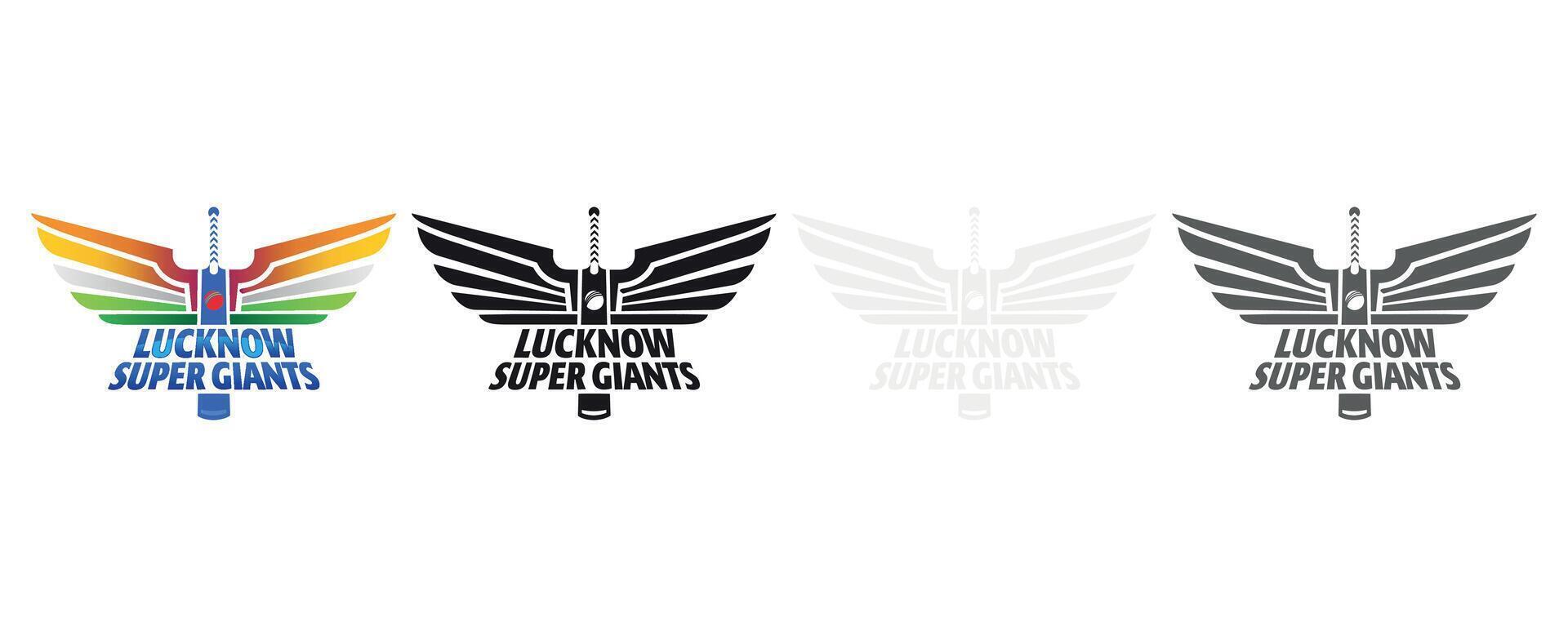 Lucknow Super Giants IPL Official Logo Bundle Set, Original, Black, White, Gray, Premium Design for Digital Download vector