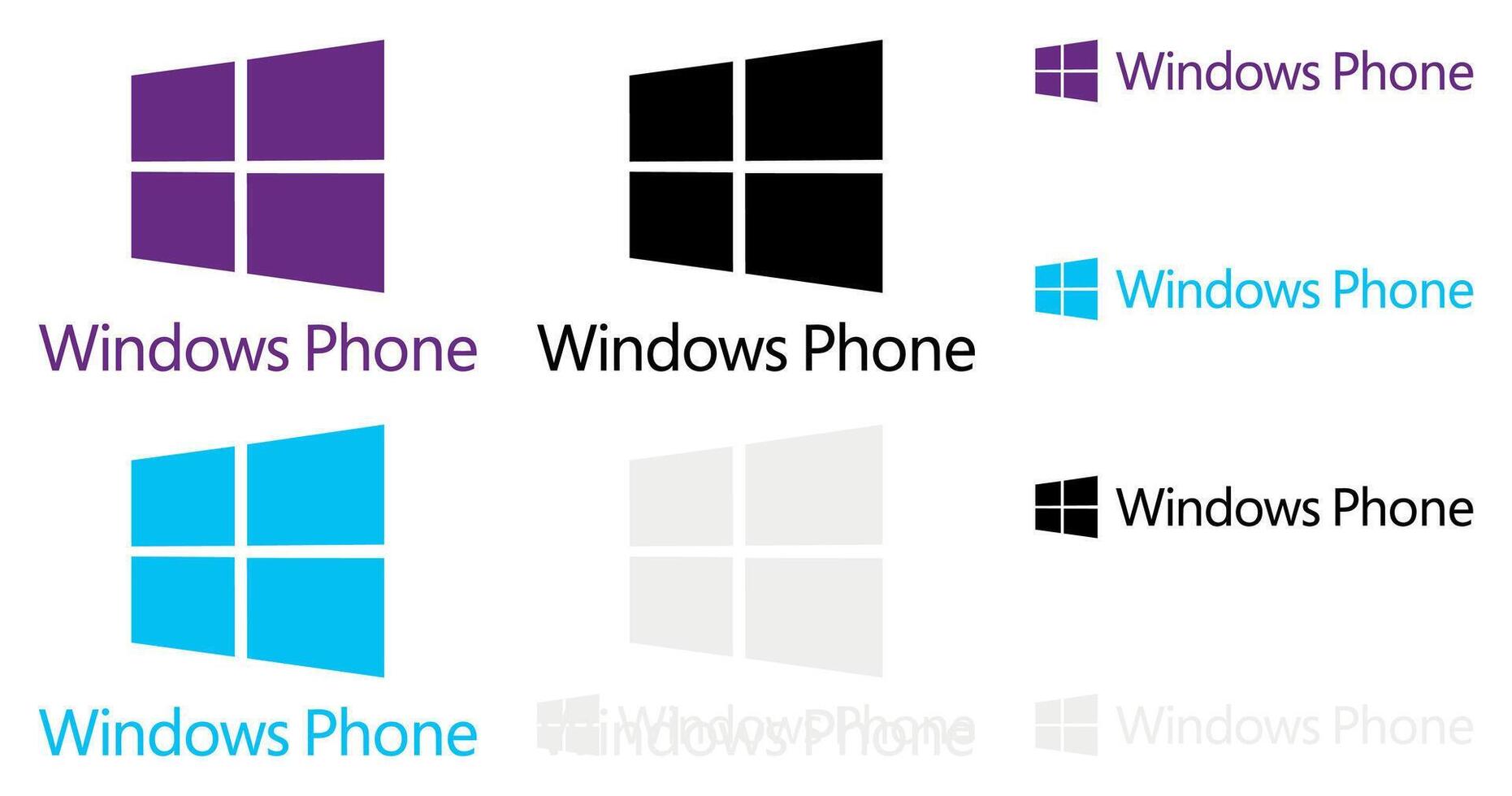 Windows Phone Mobile Company Brand Official Logo Bundle Set Icon and Symbol High Quality Digital Download vector
