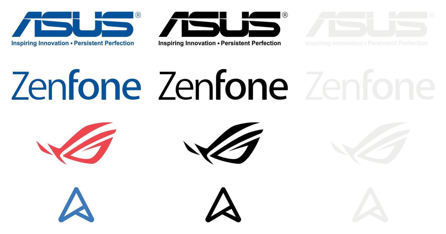 Asus Zenfone Mobile Company Brand Official Logo Bundle Set Icon and Symbol High Quality Digital Download vector