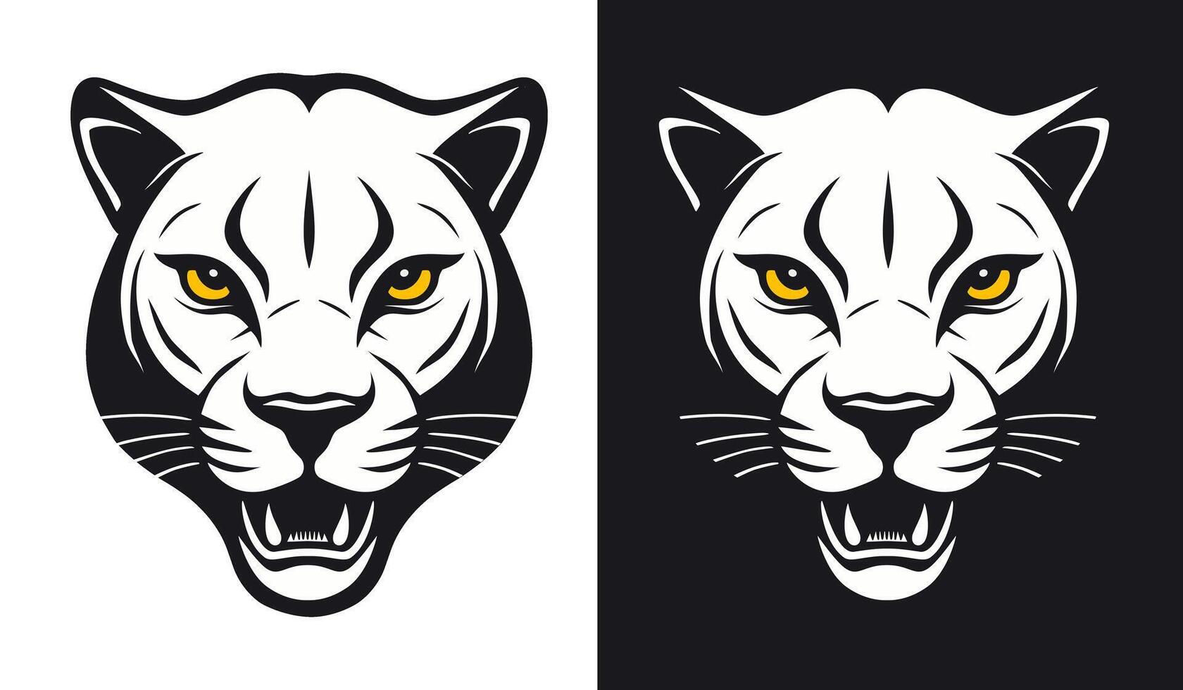 Panther head, black and white, isolated for logo or symbol. Can be used as emblem or mascot for sports or other products. vector