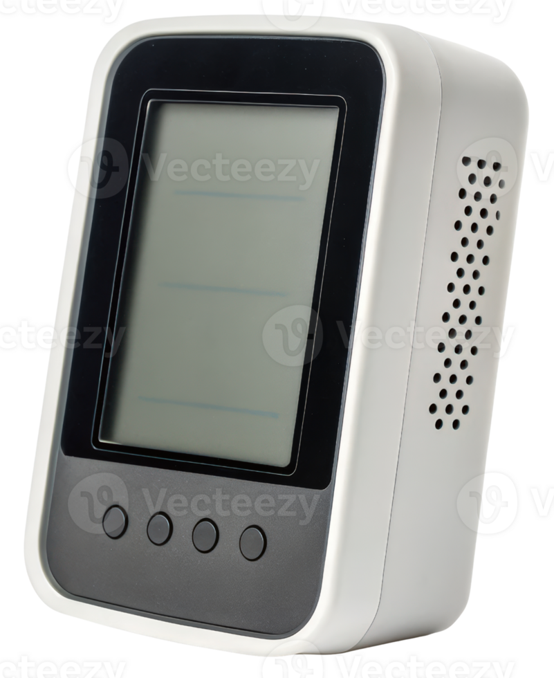Digital weather station displaying temperature and time on a transparent background png