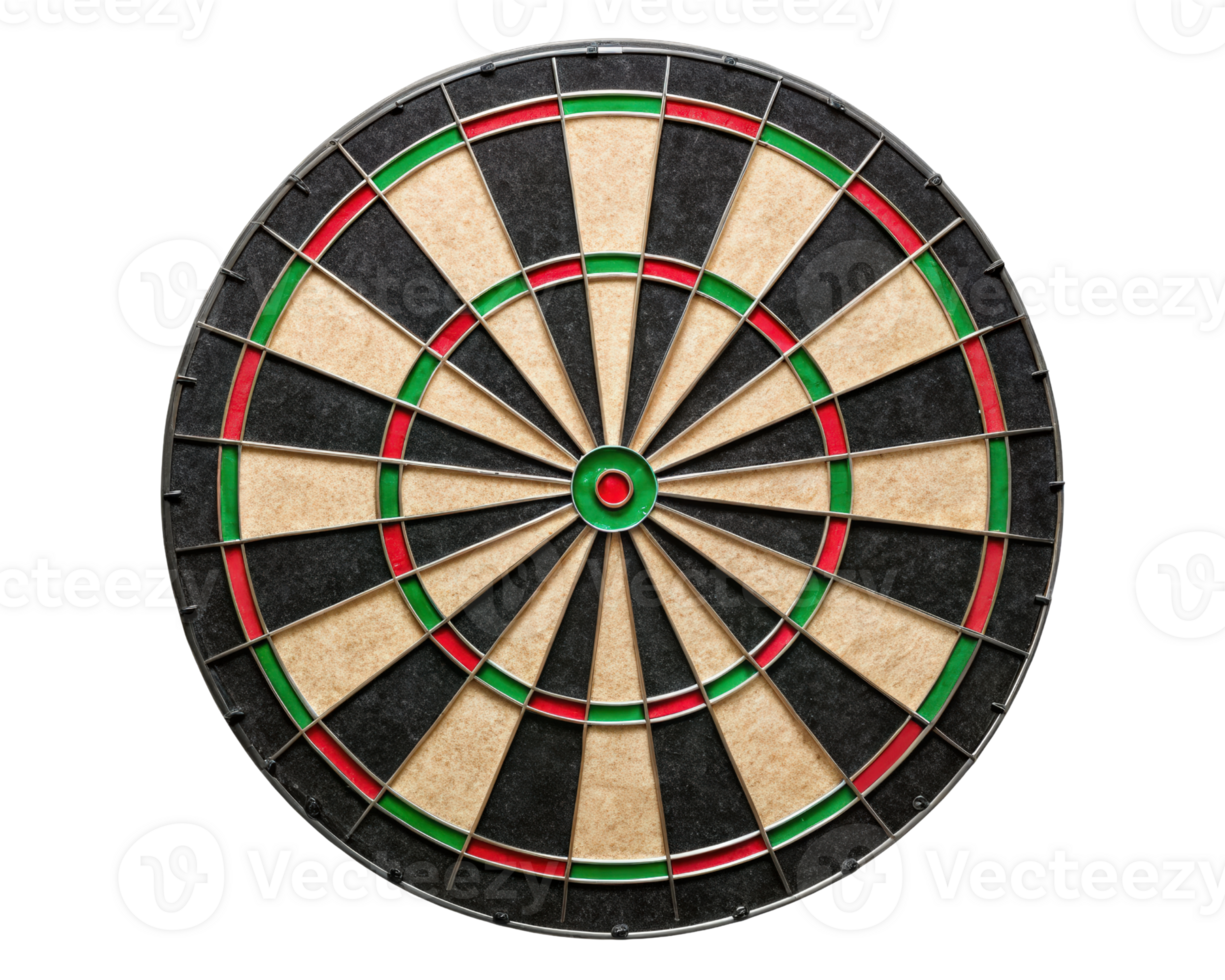 Classic dartboard with vibrant colors on a transparent background png