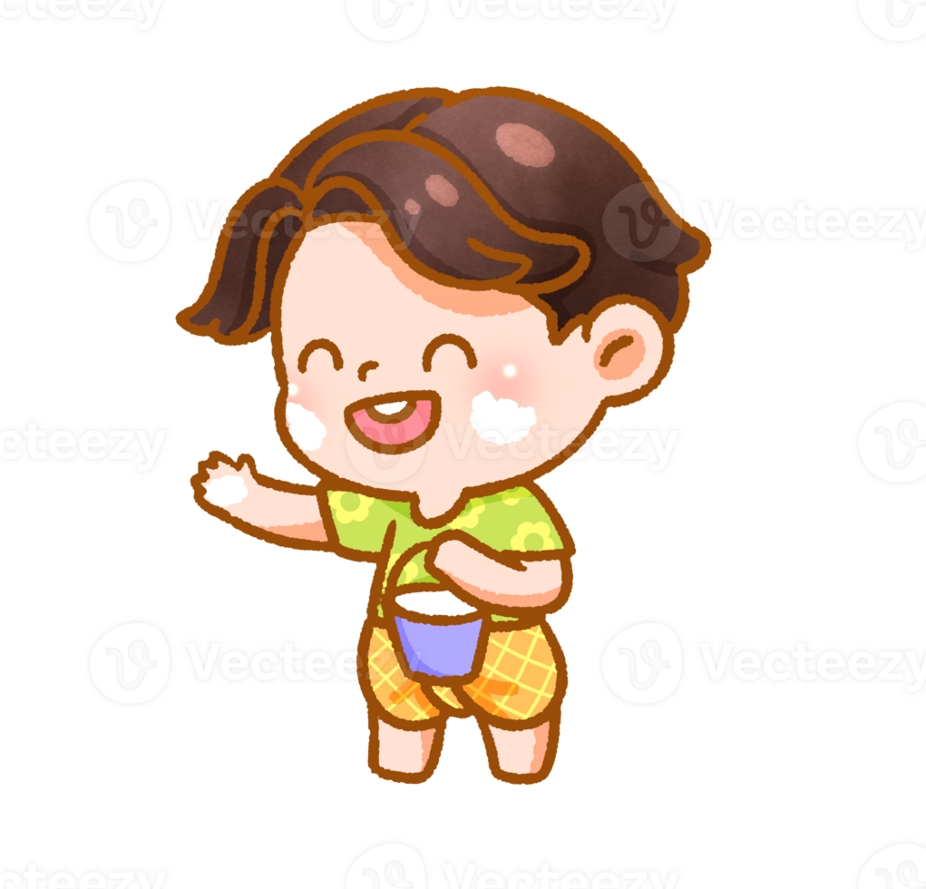Child Playing with Water Festive Handdrawn png