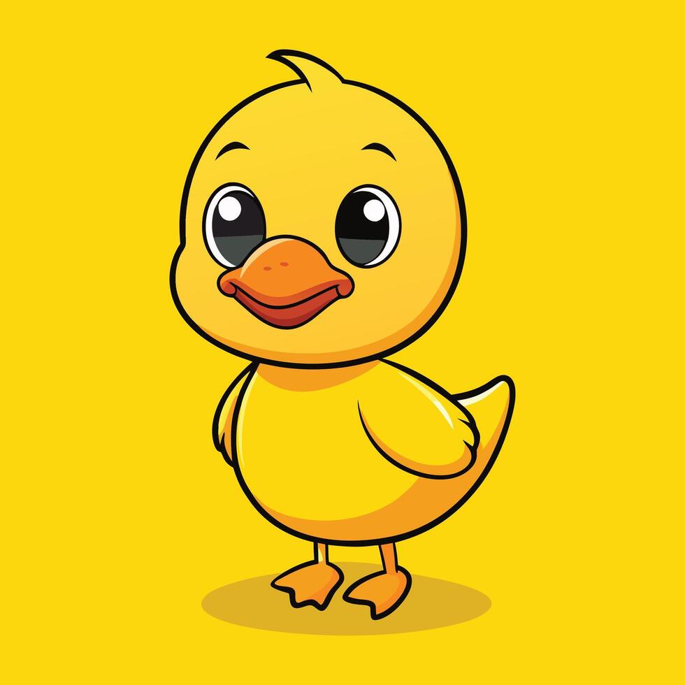 Yellow Duck Cute Bird Cartoon Art Illustration Design vector