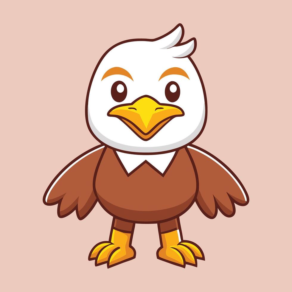 Bald Eagle Standing Proudly Cartoon Art Illustration Design vector
