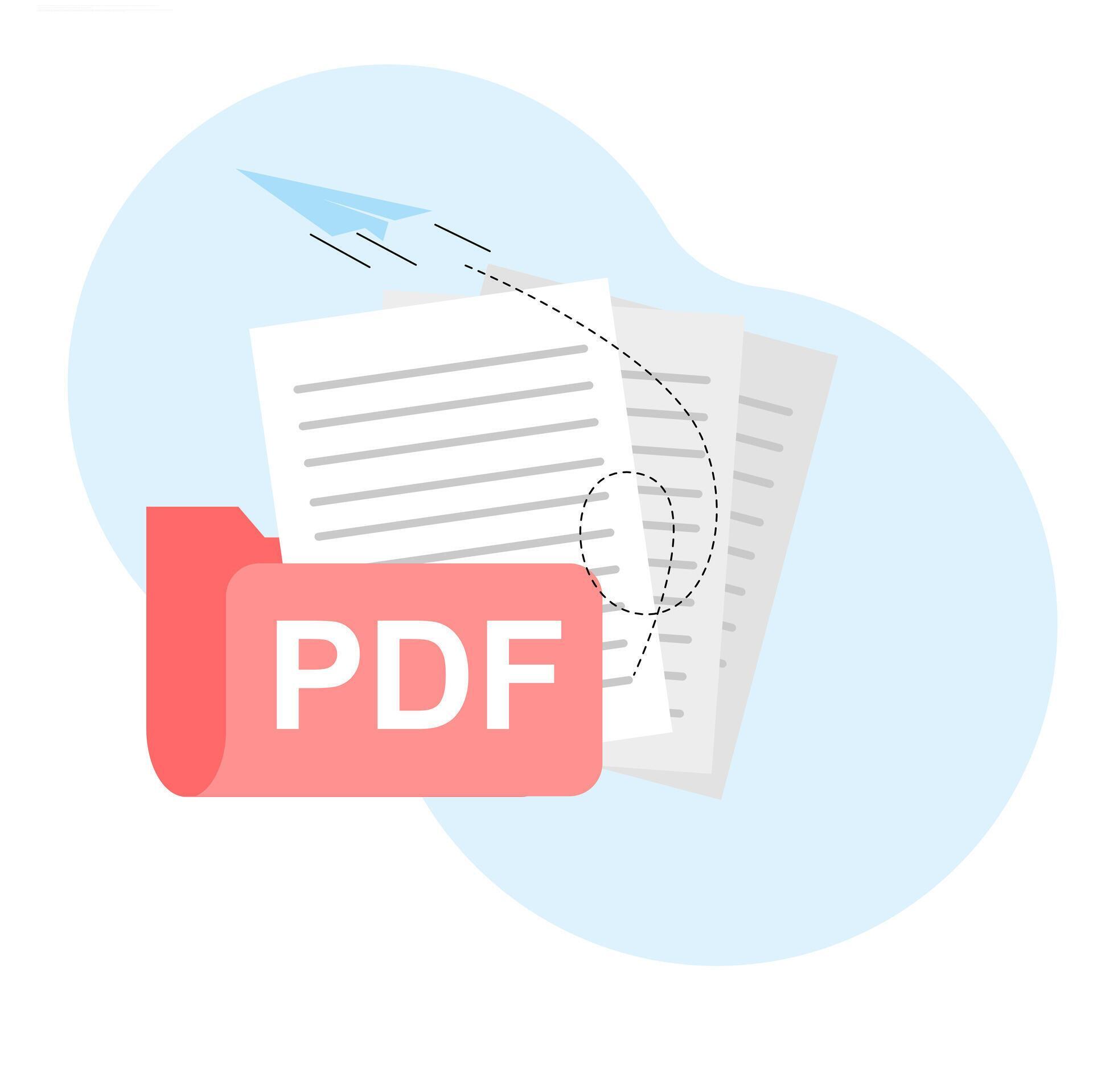 PDF Document File Transfer concept. Share and send in PDF document ...