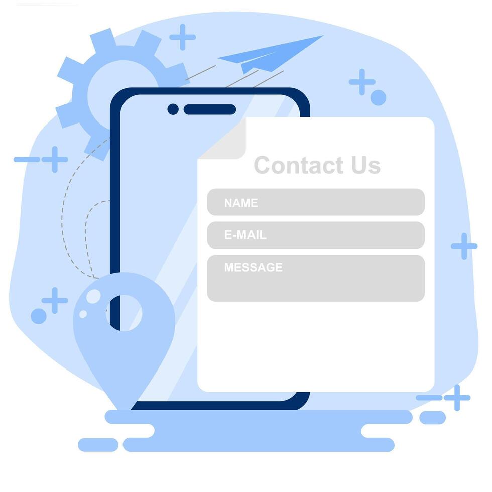 Contact Us form concept for web banner, landing page, business presentation, website banner, customer service, complaint assistance for customers. vector