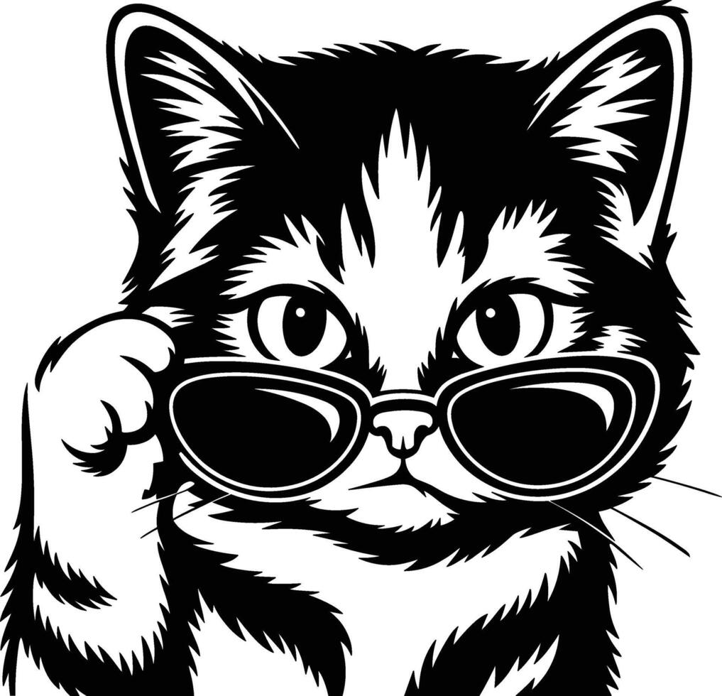 Cute Cat Wearing Glasses Illustration vector