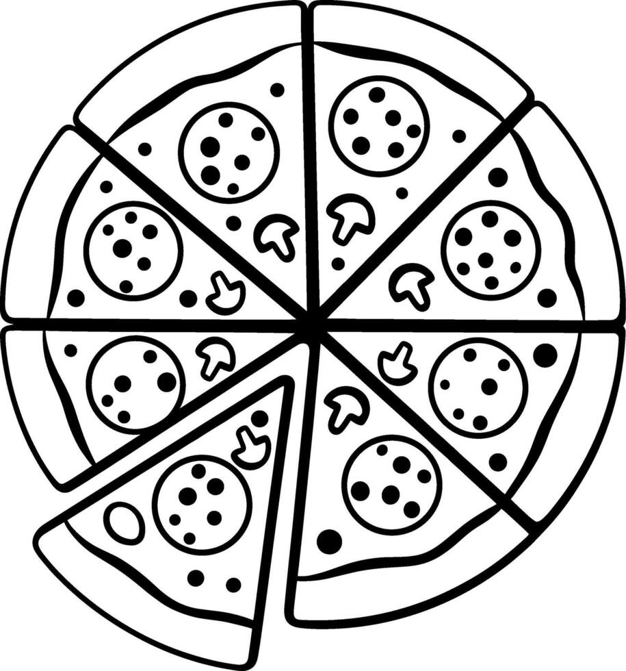 Whole Pizza Silhouette with Eight Slices vector