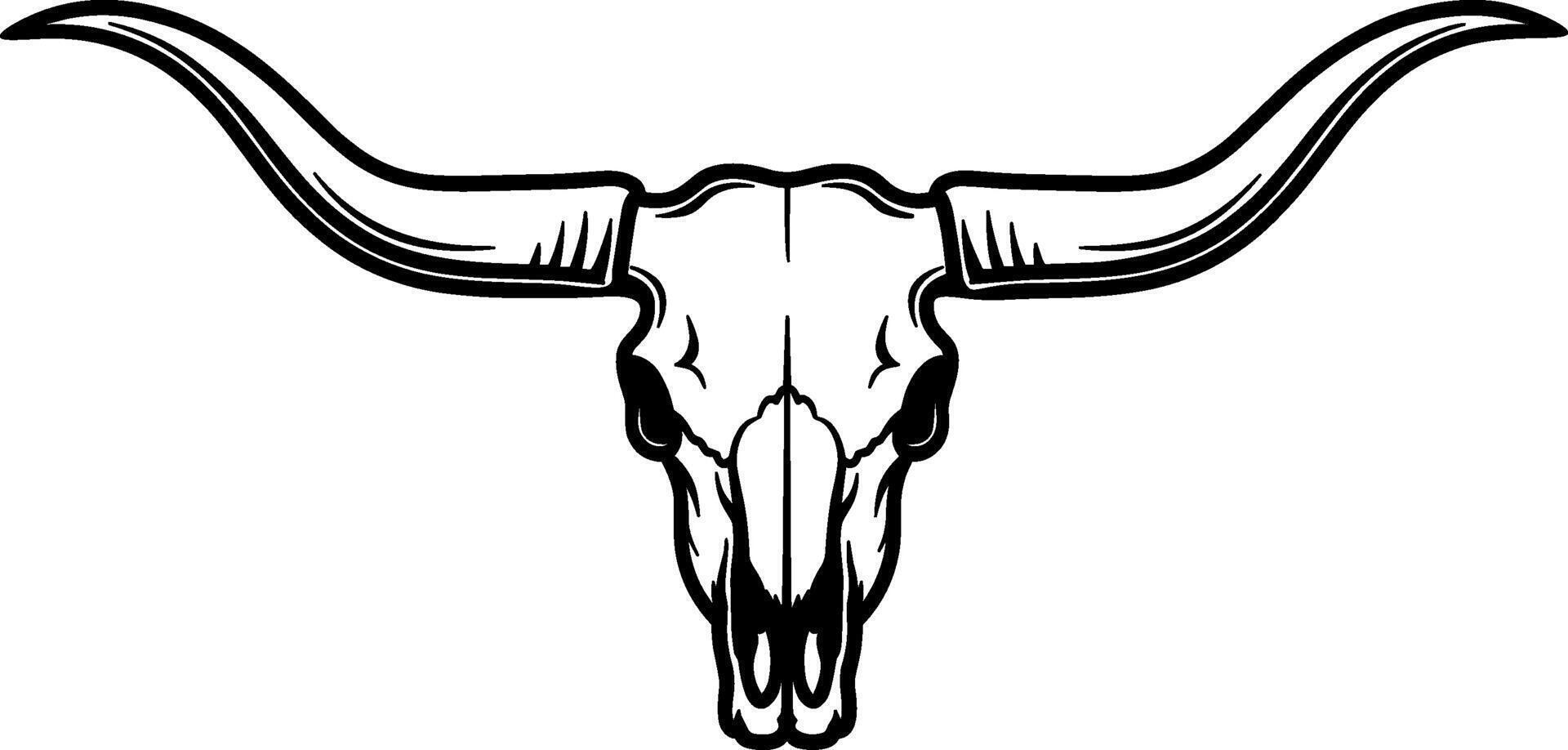 Cow Skull with Long Horns and Western Style vector