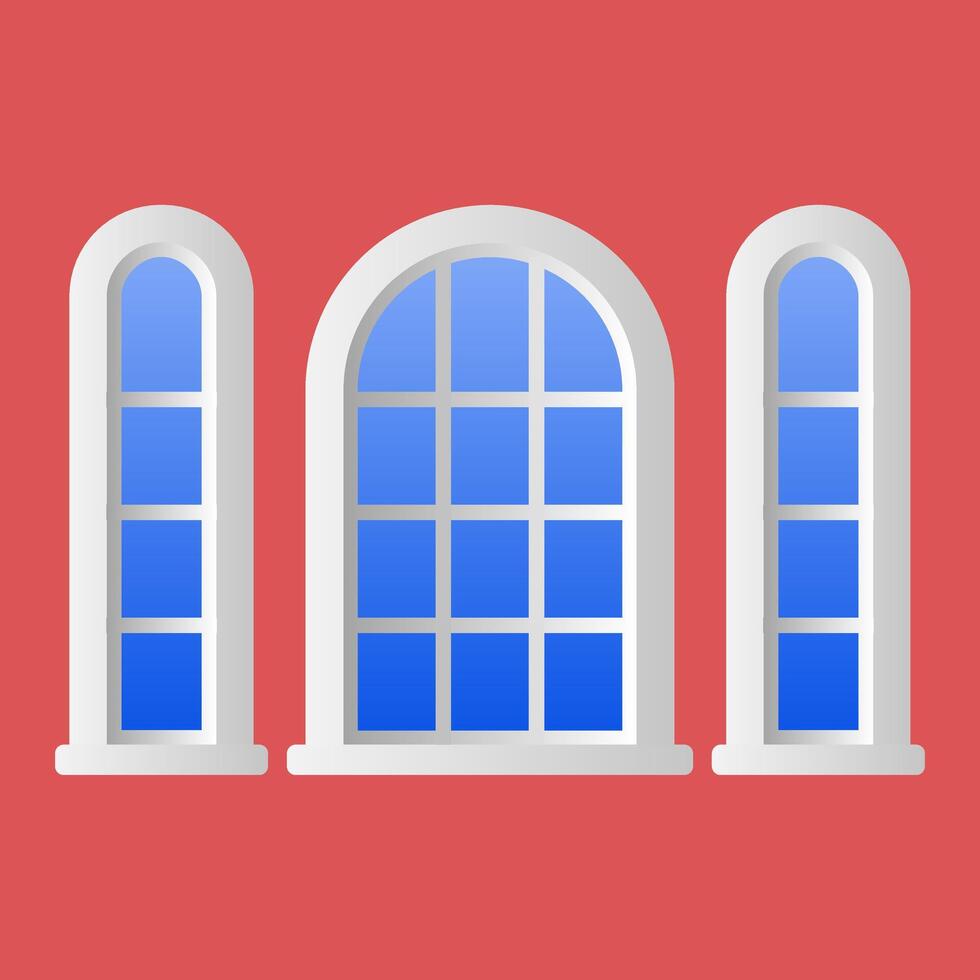 Closed Glass Window. Exterior Home Window Decoration Elements. Window Icon. vector