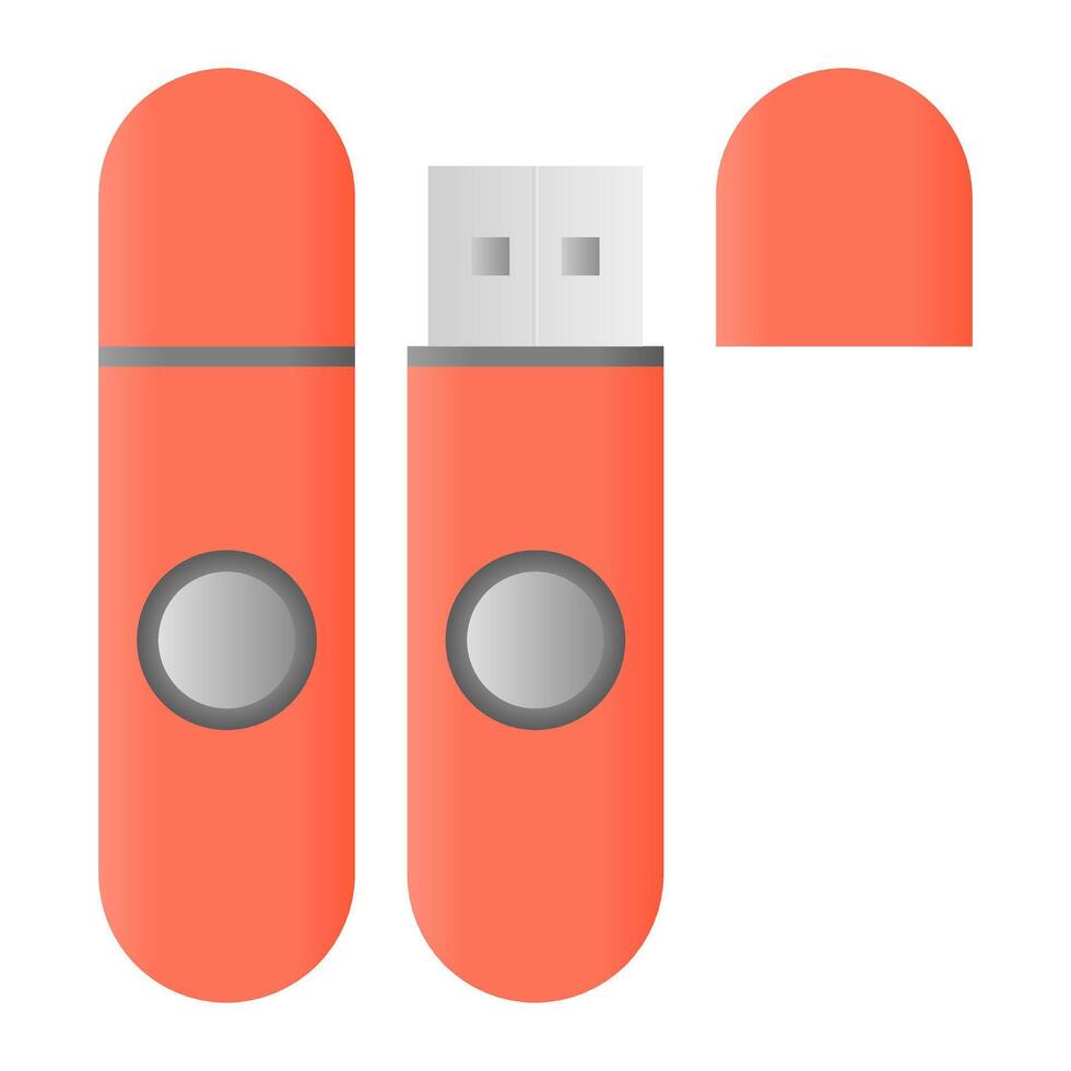Orange Flashdisk Data Storage. Portable Device Flashdisk Element. Flashdisk Icon. vector