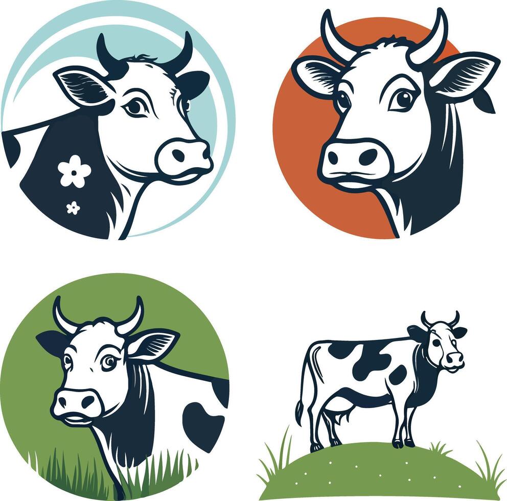High-Resolution Cow Illustrations for Designers vector
