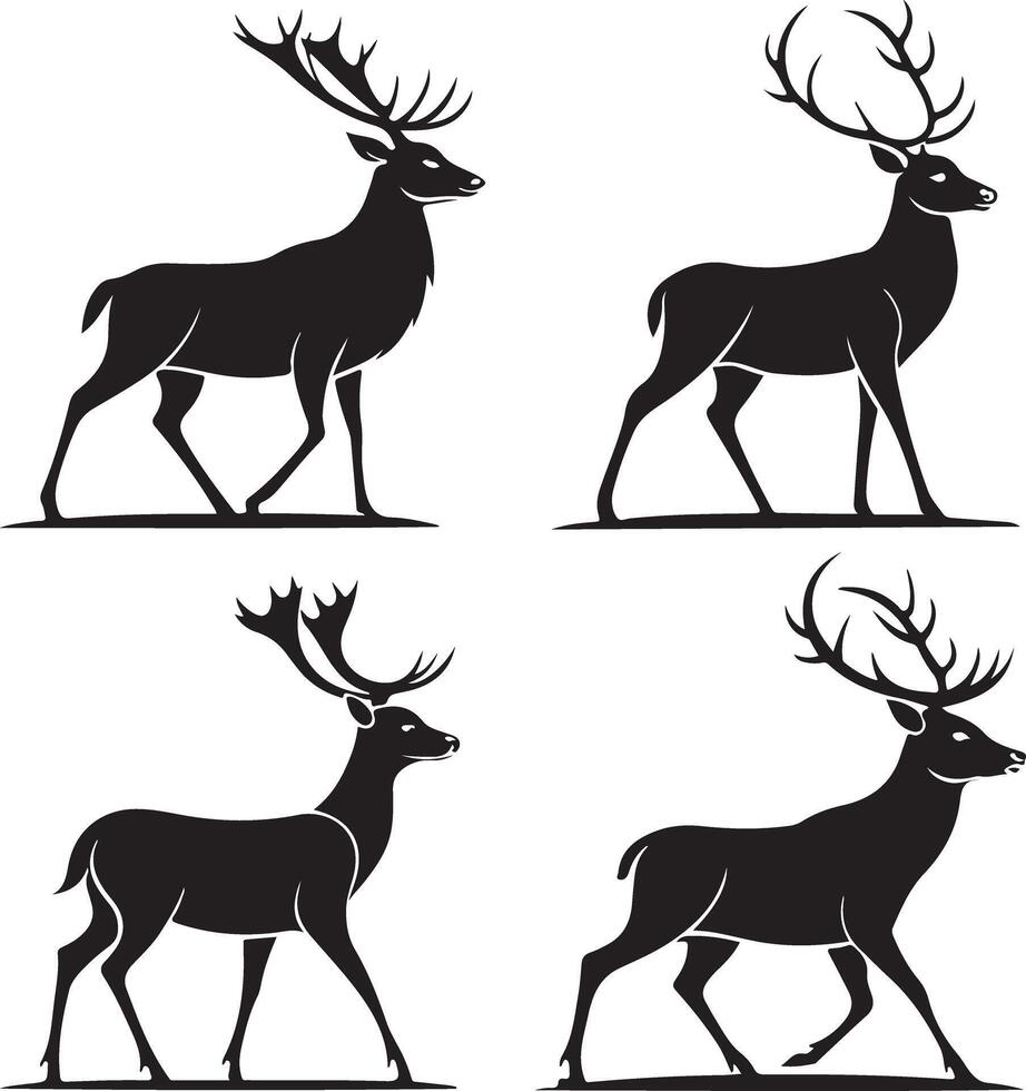 Reindeer Silhouette Icons Bundle for Christmas Designs vector