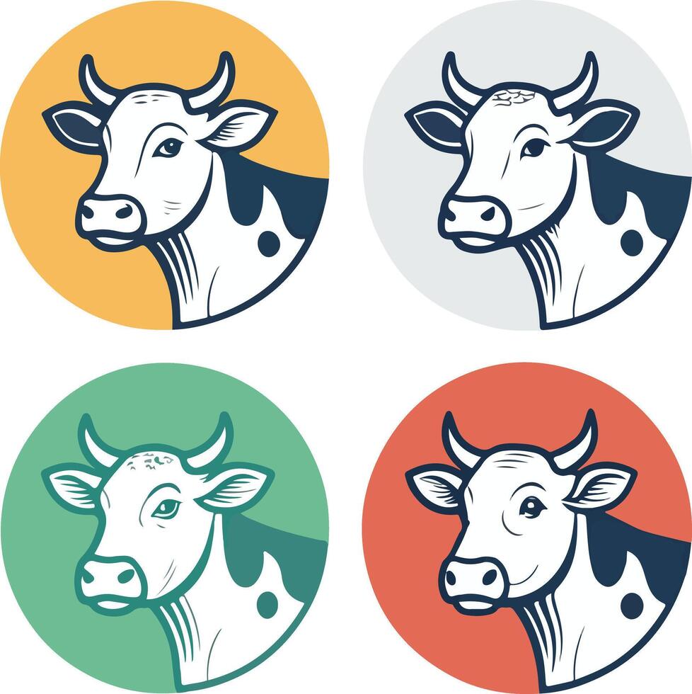 A Collection of Cow Icons for Creative Projects vector