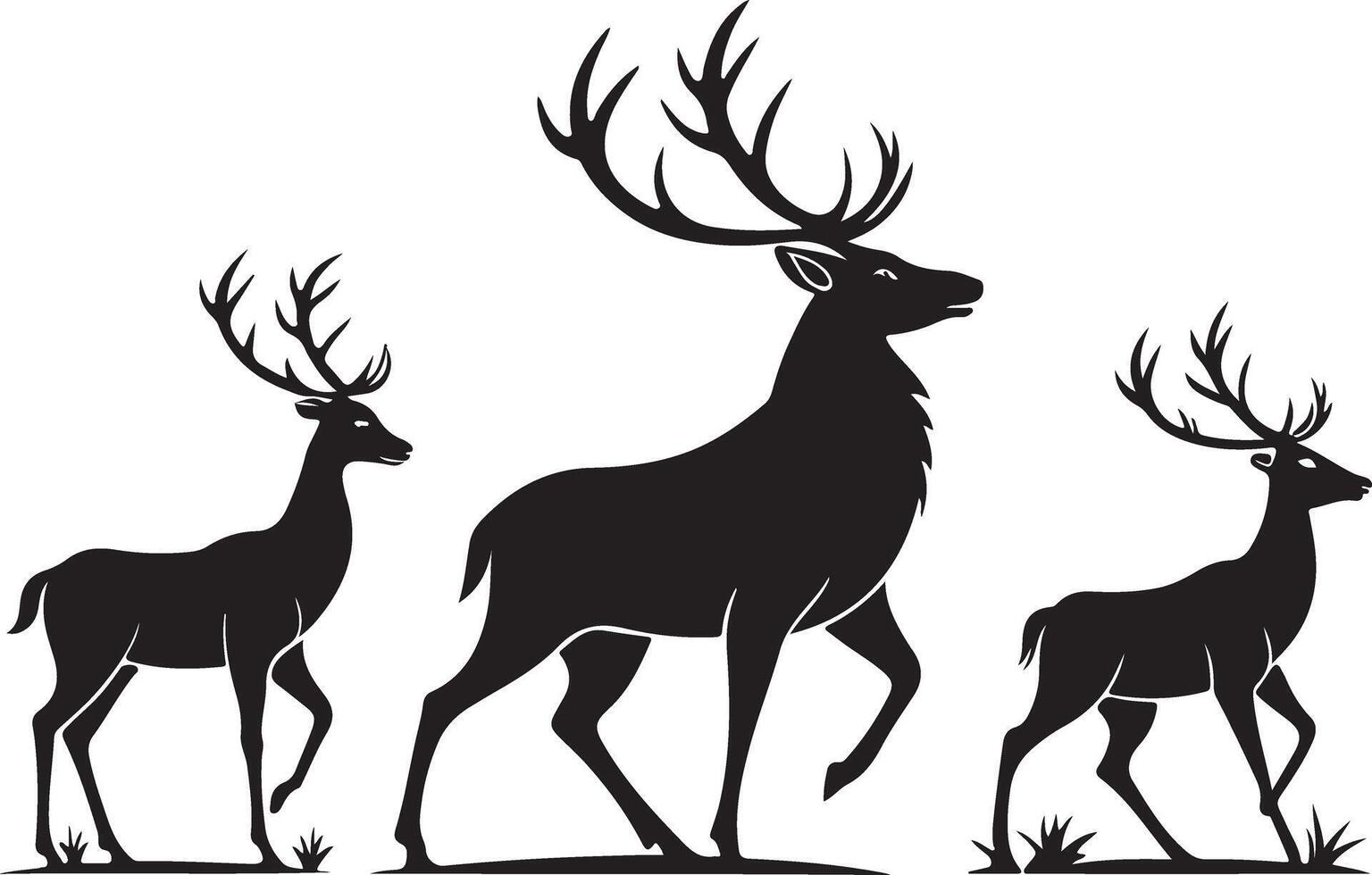 Christmas Reindeer Silhouette Icons for Digital Use vector