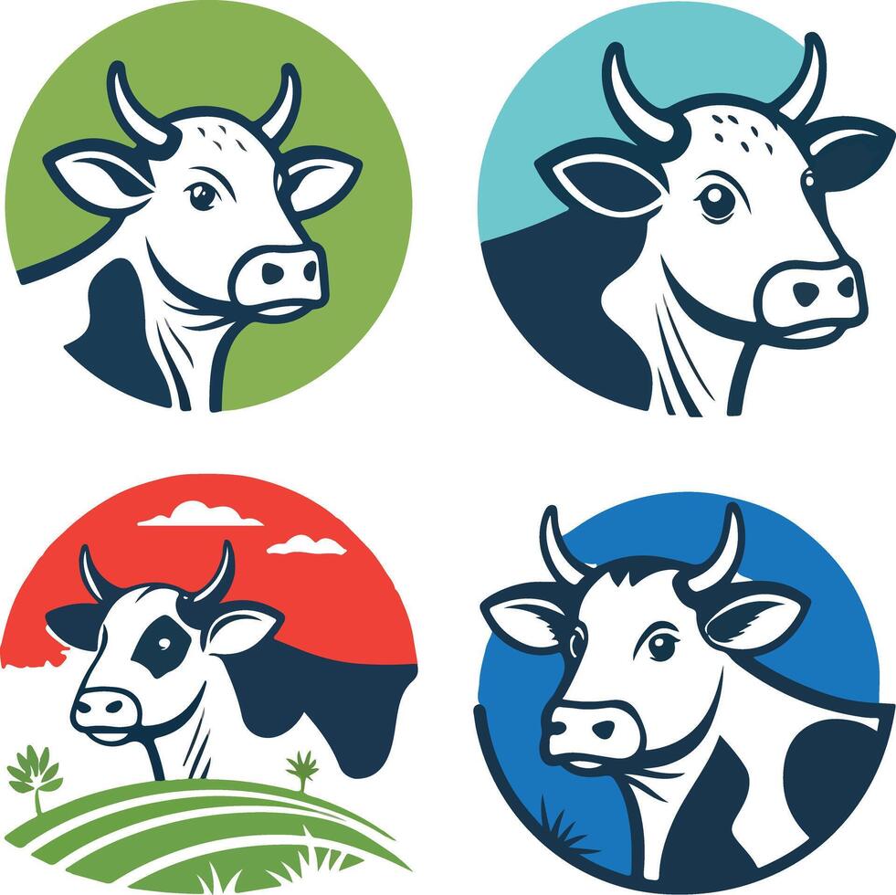 Farm Animal Cow Icons for Graphic Design vector