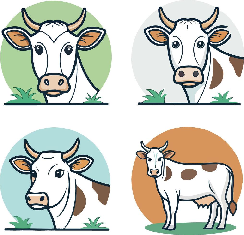 Farm Cow Icon Set for Commercial Use vector