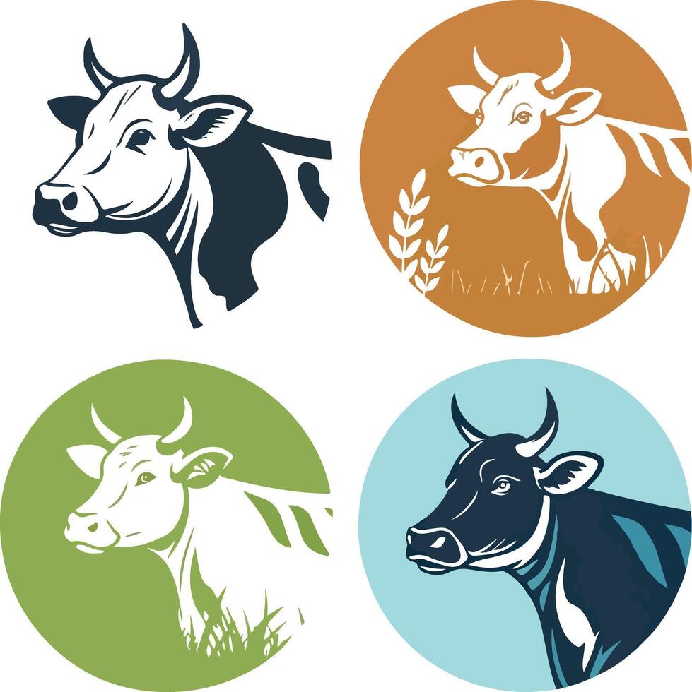 A Set of Cow Illustrations for Design Projects vector
