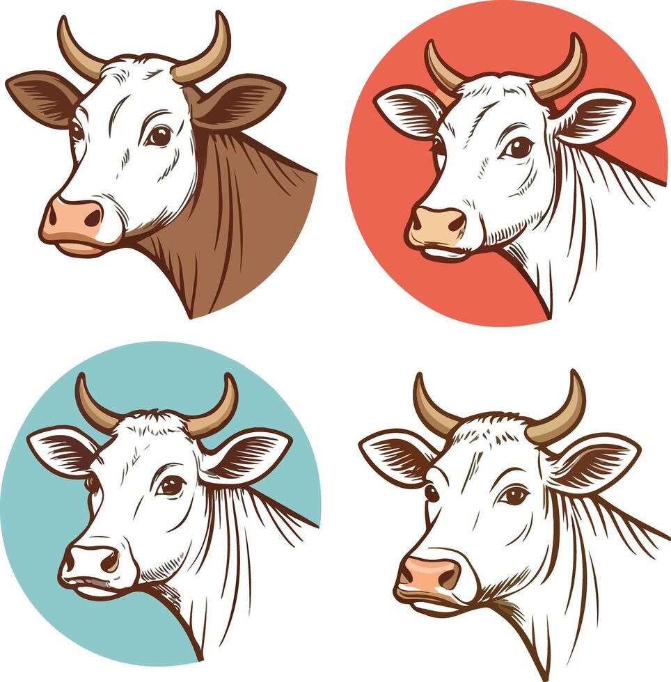 Cow Clipart Set for Logos and Branding vector